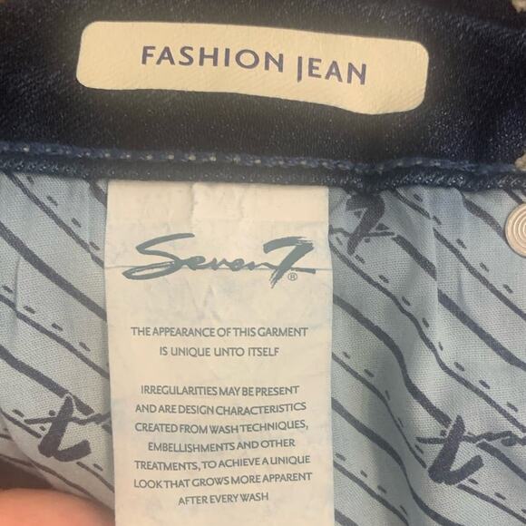 Seven7 Fashion Hayden Crop Jeans 10 Blue Womens Straight Leg Raw Hem Stretch - Picture 8 of 11